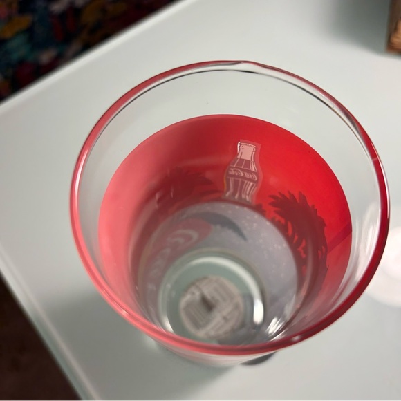 Coca Cola Drinking Glass Tropical Theme Indiana Glass Co - Picture 4 of 5